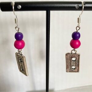 Cassette Tape & Beaded Earrings